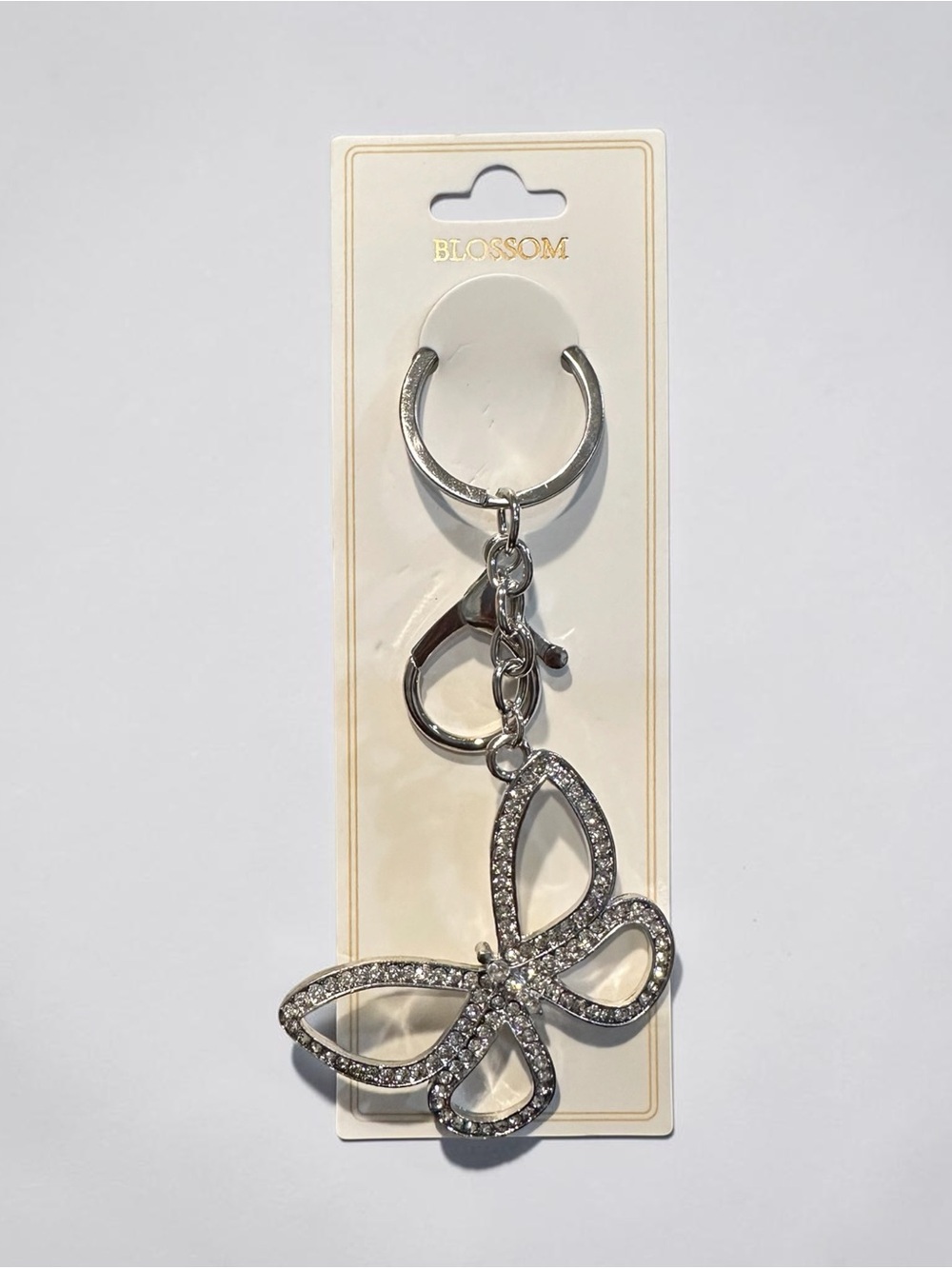 Silver Crystal Butterfly Keychain